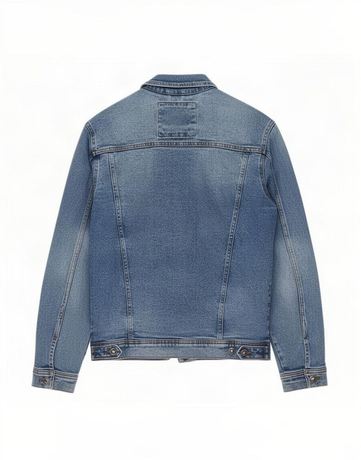 Мужская джинсовая куртка Zara UK 38, хлопок среднего синего цвета