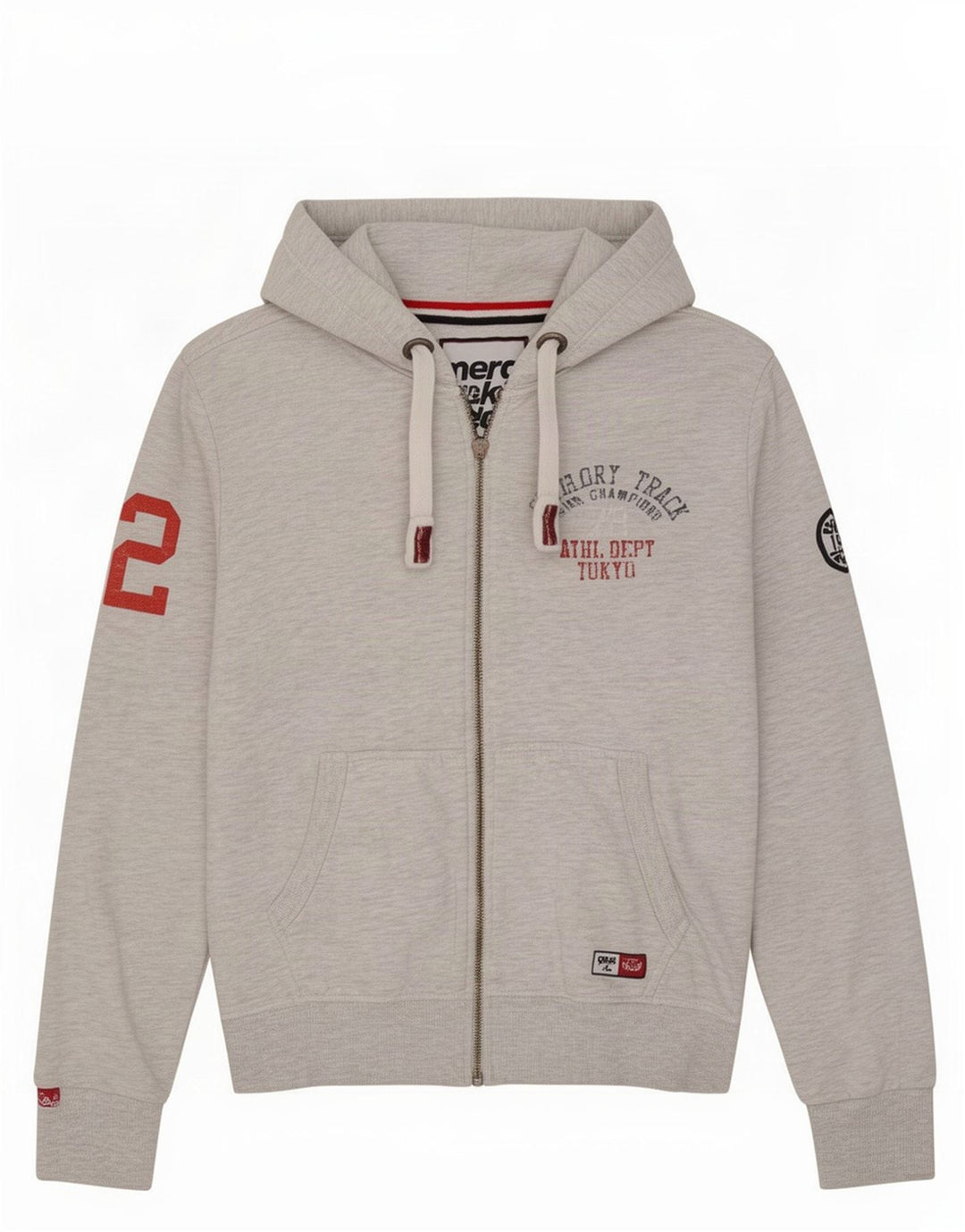 Мужской свитер с капюшоном на молнии Superdry, большой серый, хлопковый
