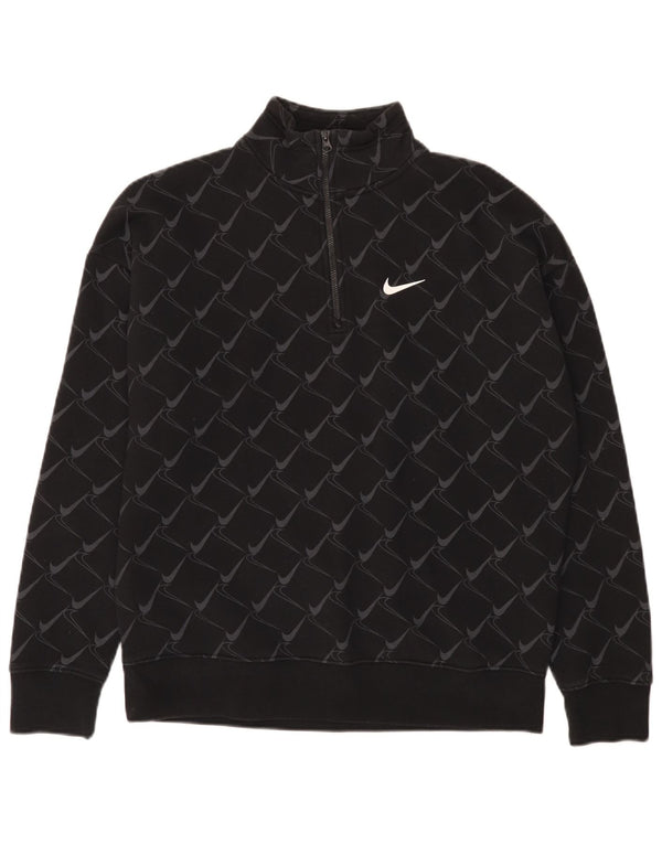 Мужской джемпер свободного покроя Nike с застежкой-молнией 1/4 и графическим рисунком, маленький черный спортивный джемпер