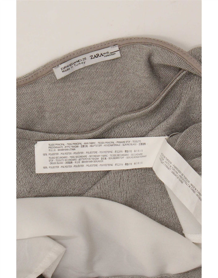 Женская верхняя туника оверсайз с рукавом 3/4 Zara UK 14, средний серый цвет с цветными блоками