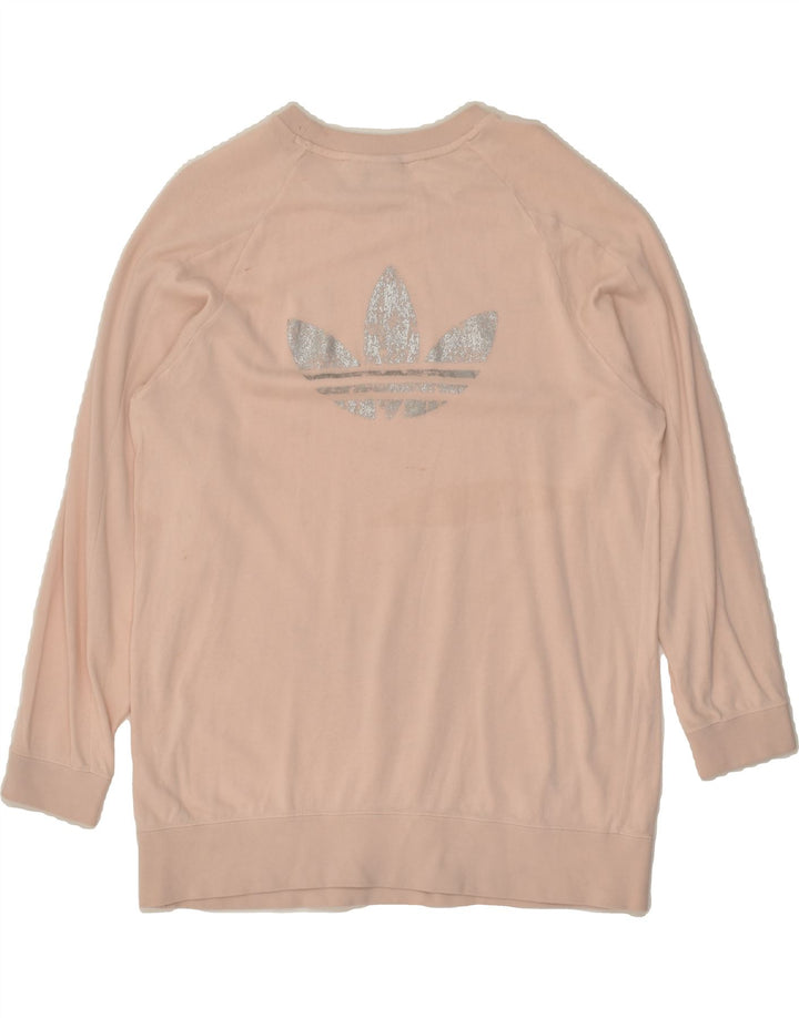 ADIDAS Womens Oversized Graphic Jumper Dress UK 6 XS Beige Cotton | Vintage Adidas | Thrift | Second-Hand Adidas | Used Clothing | Messina Hembry 