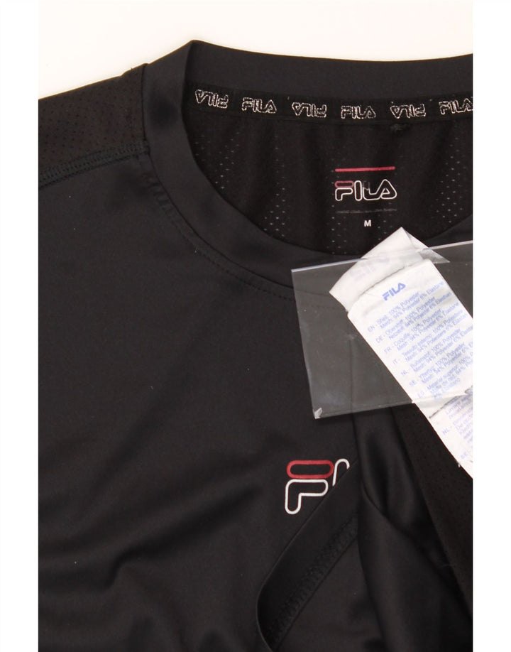 FILA Mens Graphic T-Shirt Top Medium Black Polyester Vintage Fila and Second-Hand Fila from Messina Hembry 