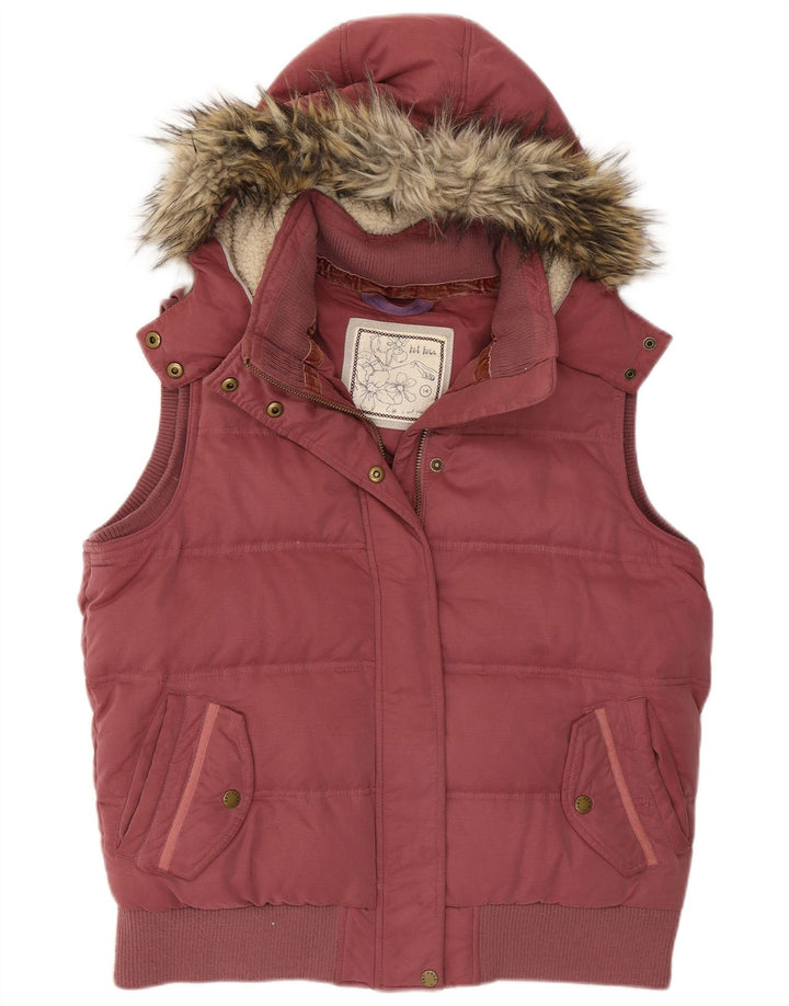 Женский утепленный жилет с капюшоном для толстого лица, Великобритания 14, большой бордовый полиэстер