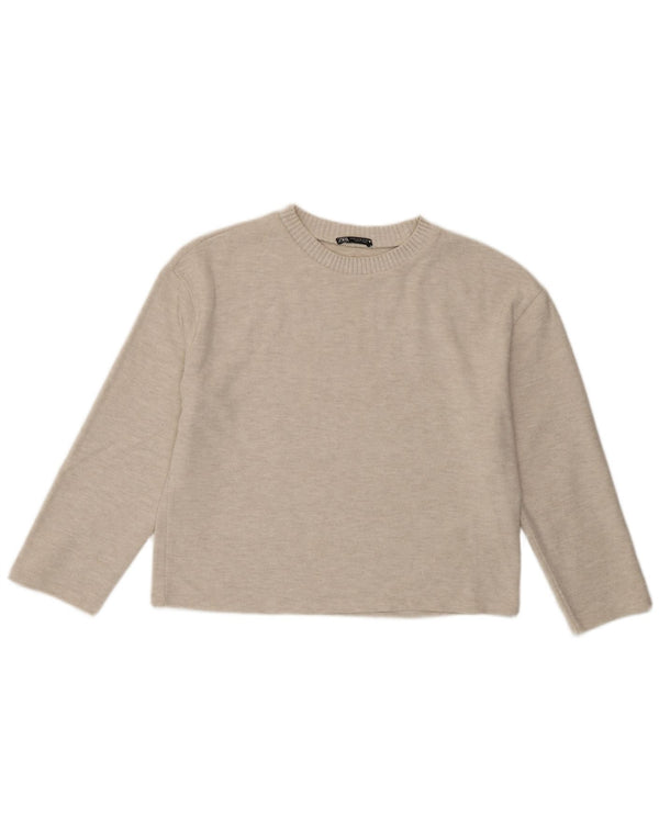 Женская блузка Zara Top UK 14, средний бежевый полиэстер