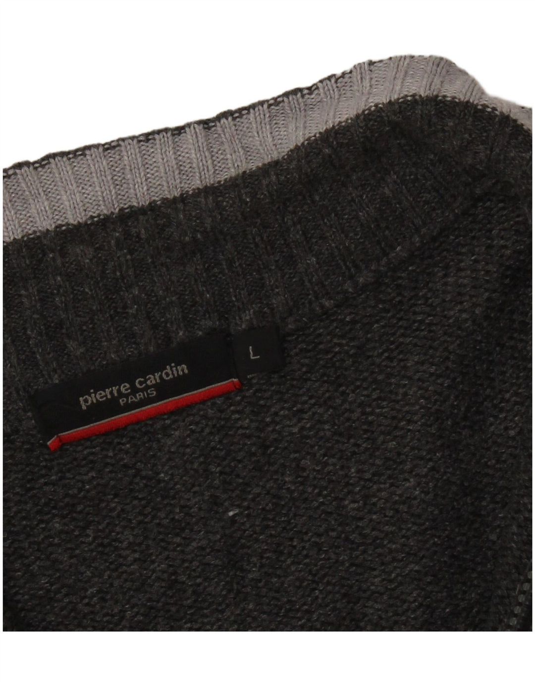 Мужской джемпер с воротником на молнии PIERRE CARDIN, большой серый акрил в полоску