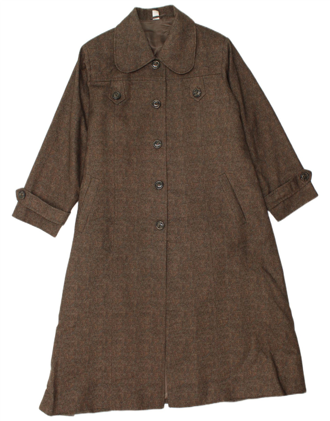 Винтажное женское пальто UK 14 среднего коричневого цвета
