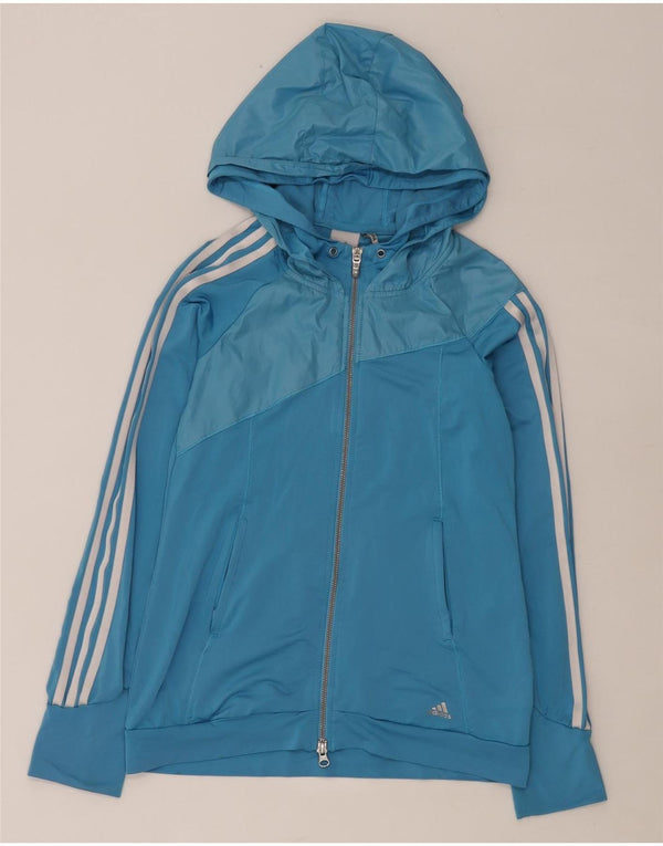 Женский свитер с капюшоном на молнии Adidas UK 10, маленький синий, полиэстер