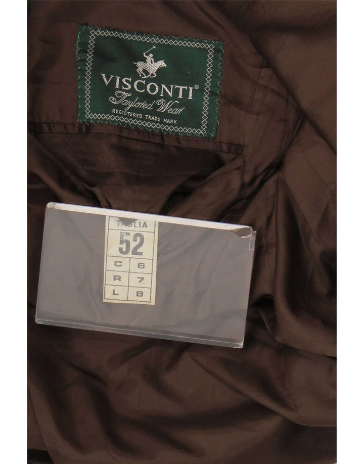 Мужской пиджак Visconti на 3 пуговицах IT 52 XL Коричневый с узором «гусиные лапки» из овечьей шерсти