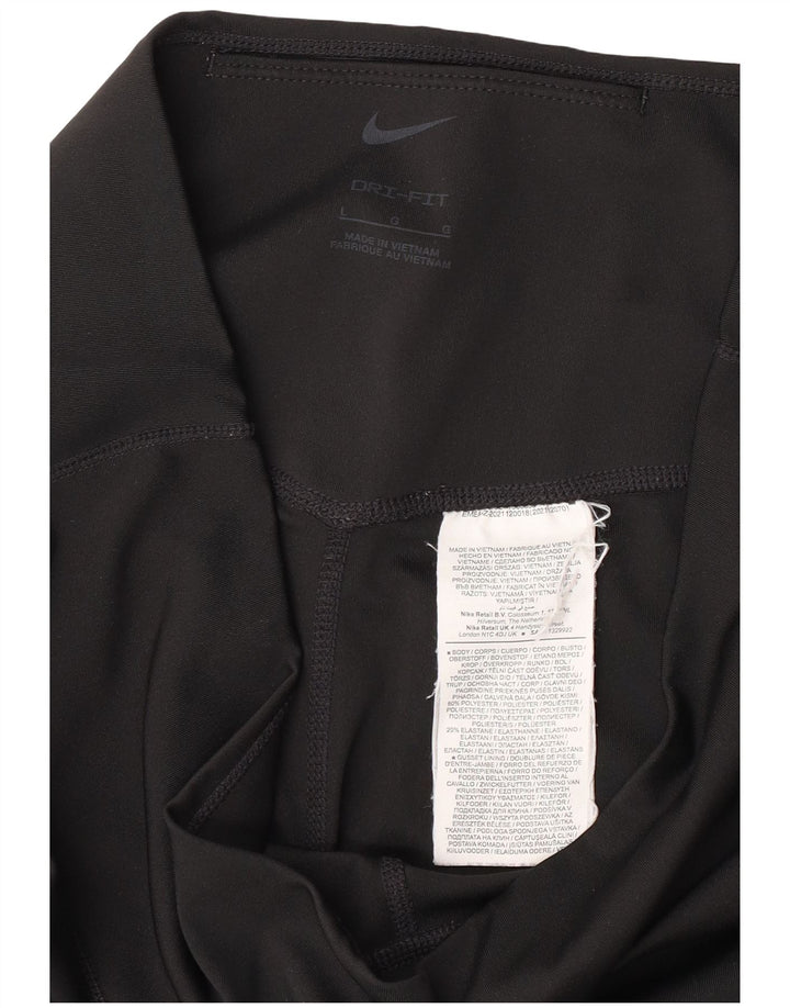 Женские леггинсы с рисунком Nike Dri Fit UK 16, большие размеры, черный полиэстер