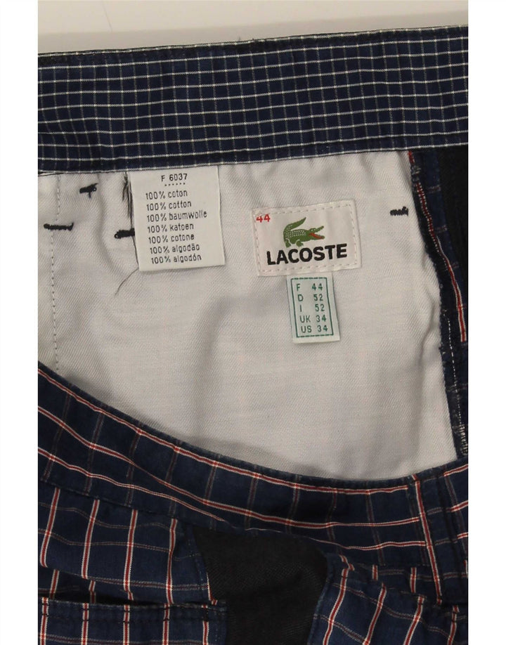 Мужские шорты чинос Lacoste, размер 44, большие W34, темно-синие, хлопковые в клетку