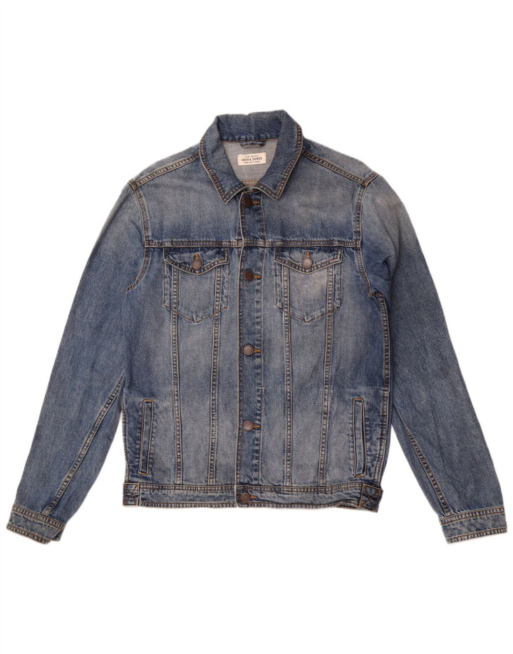 Мужская джинсовая куртка Jack & Jones UK 36, маленькая синяя, хлопок