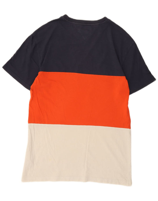 Tommy Hilfiger Mens T-Shirt Top Large Multicoloured Colourblock Cotton