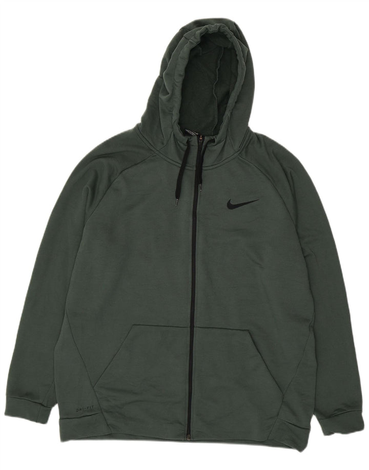 Мужской свитер с капюшоном NIKE Dri Fit на молнии XL, зеленый полиэстер