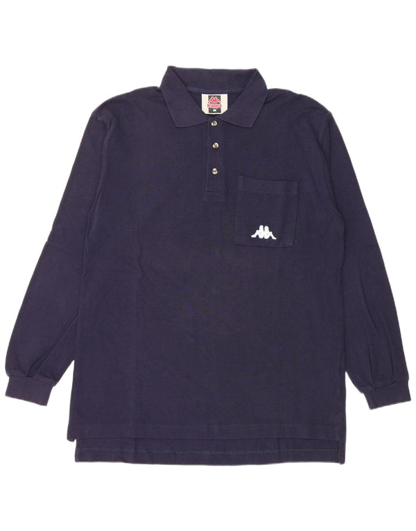 Kappa Mens Long Sleeve Polo Shirt Medium Navy Blue Cotton