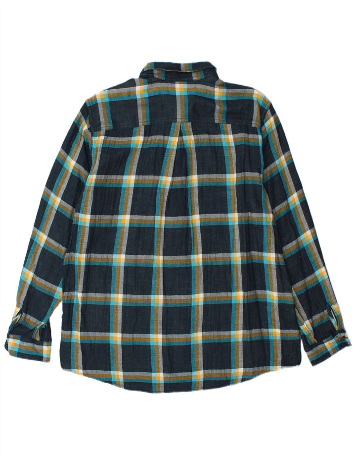 Женская фланелевая рубашка EDDIE BAUER UK 16, большой размер, темно-синяя клетка, хлопок