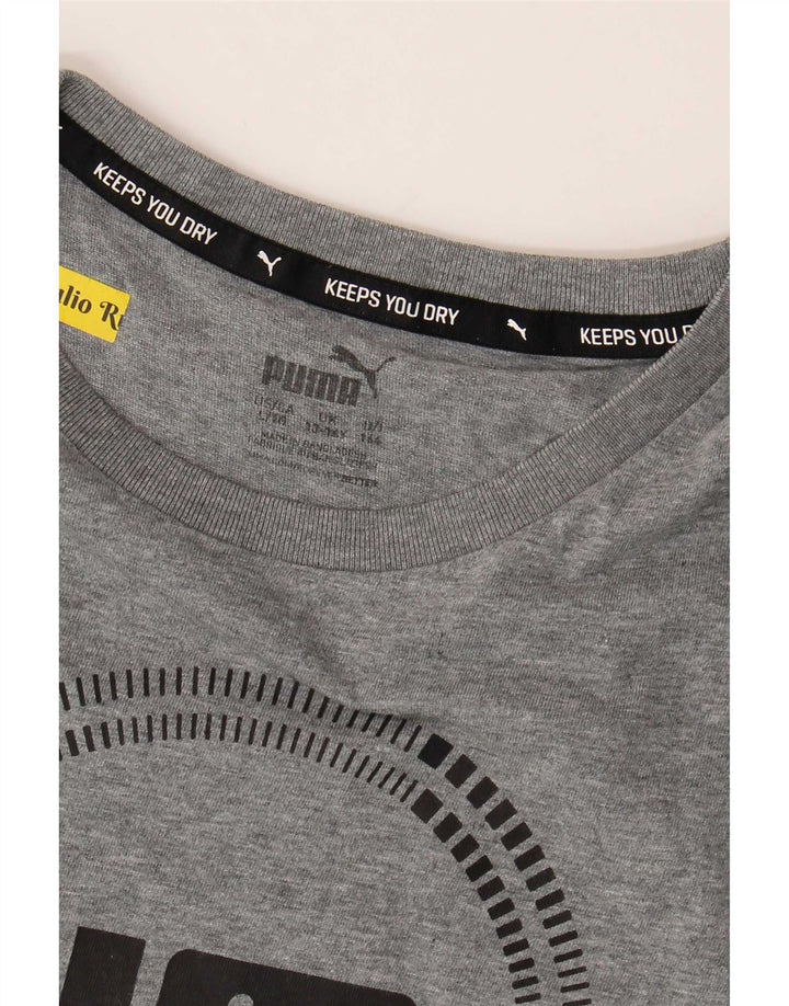Футболка с рисунком Puma для мальчиков, топ 13-14 лет, серая