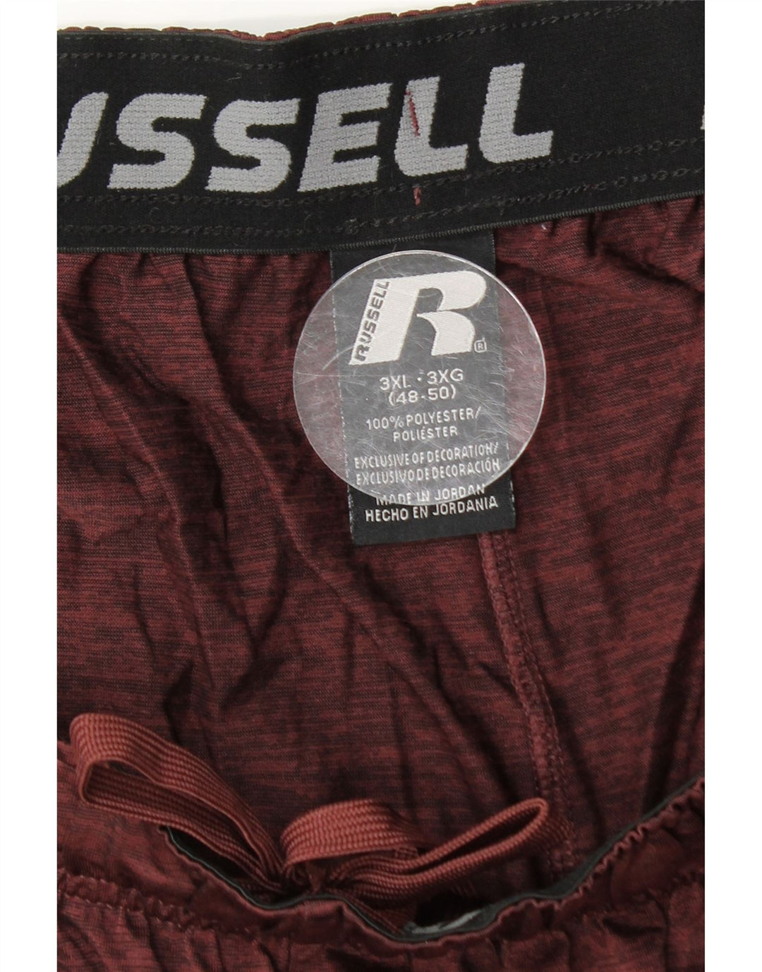 Мужские спортивные шорты RUSSELL ATHLETIC Dri-Power 3XL бордовые с цветными блоками