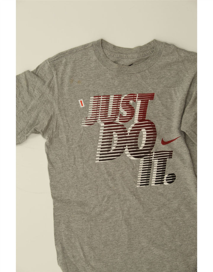 NIKE Boys Graphic Top Long Sleeve 10-11 Years Medium Grey Cotton Vintage Nike and Second-Hand Nike from Messina Hembry 