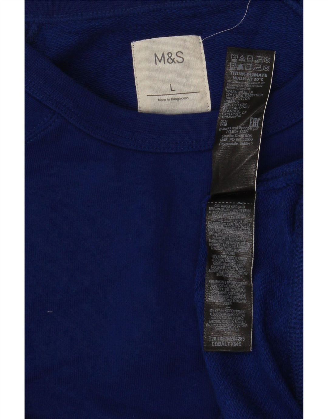 Мужской свитшот Marks & Spencer, большой синий хлопковый джемпер