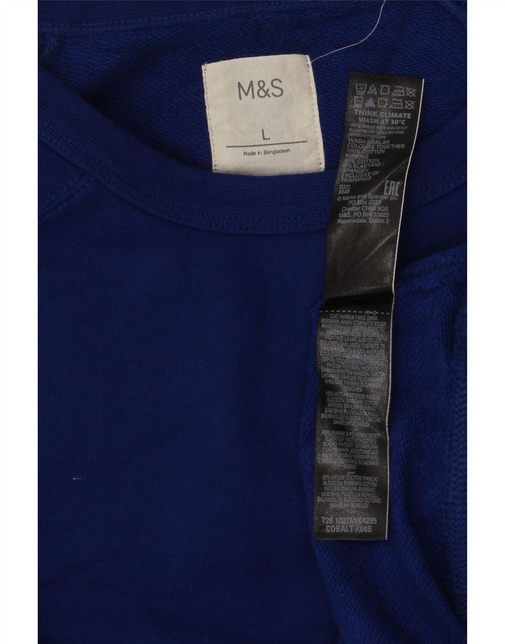 Мужской свитшот Marks & Spencer, большой синий хлопковый джемпер
