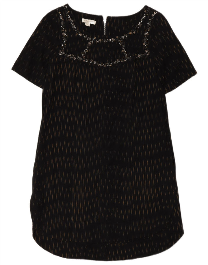 Женское платье свободного кроя Monsoon UK 12, средний черный пятнистый хлопок