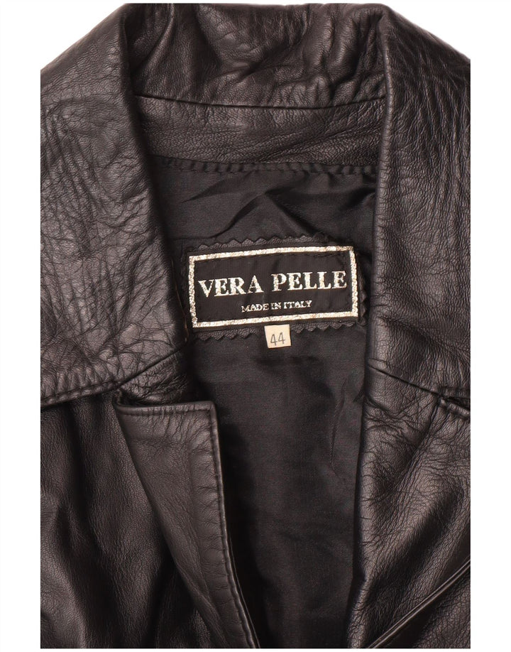 Женский кожаный жилет VINTAGE IT 44, средний черный кожаный