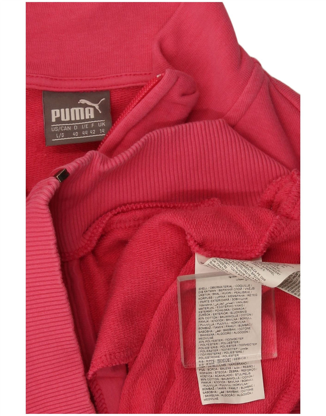 Женский спортивный костюм Puma, верхняя куртка UK 14, большой розовый хлопок