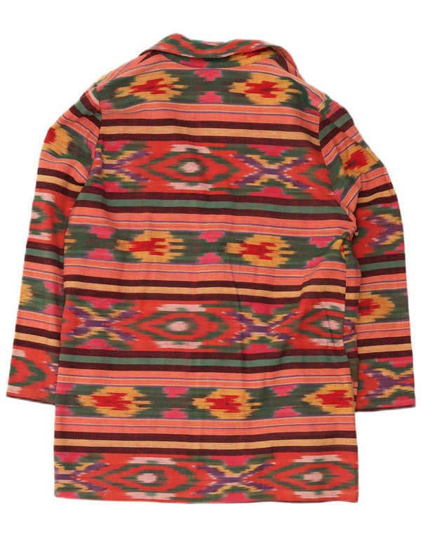 Винтажный женский пиджак на 2 пуговицах, Великобритания, 18 XL, разноцветный хлопок икат