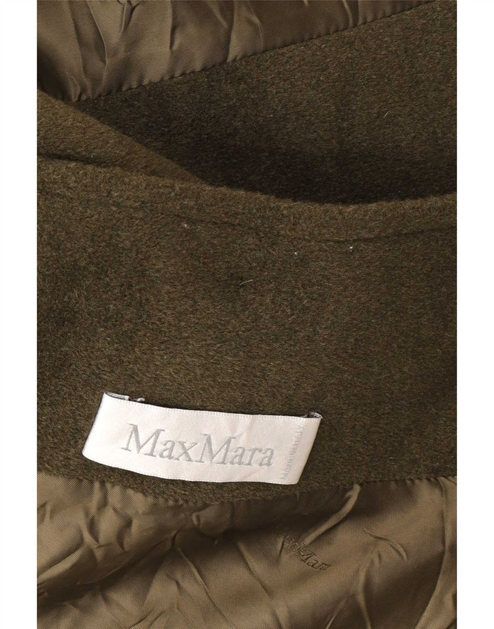 Женское пальто Max Mara UK 12 средний хаки из натуральной шерсти