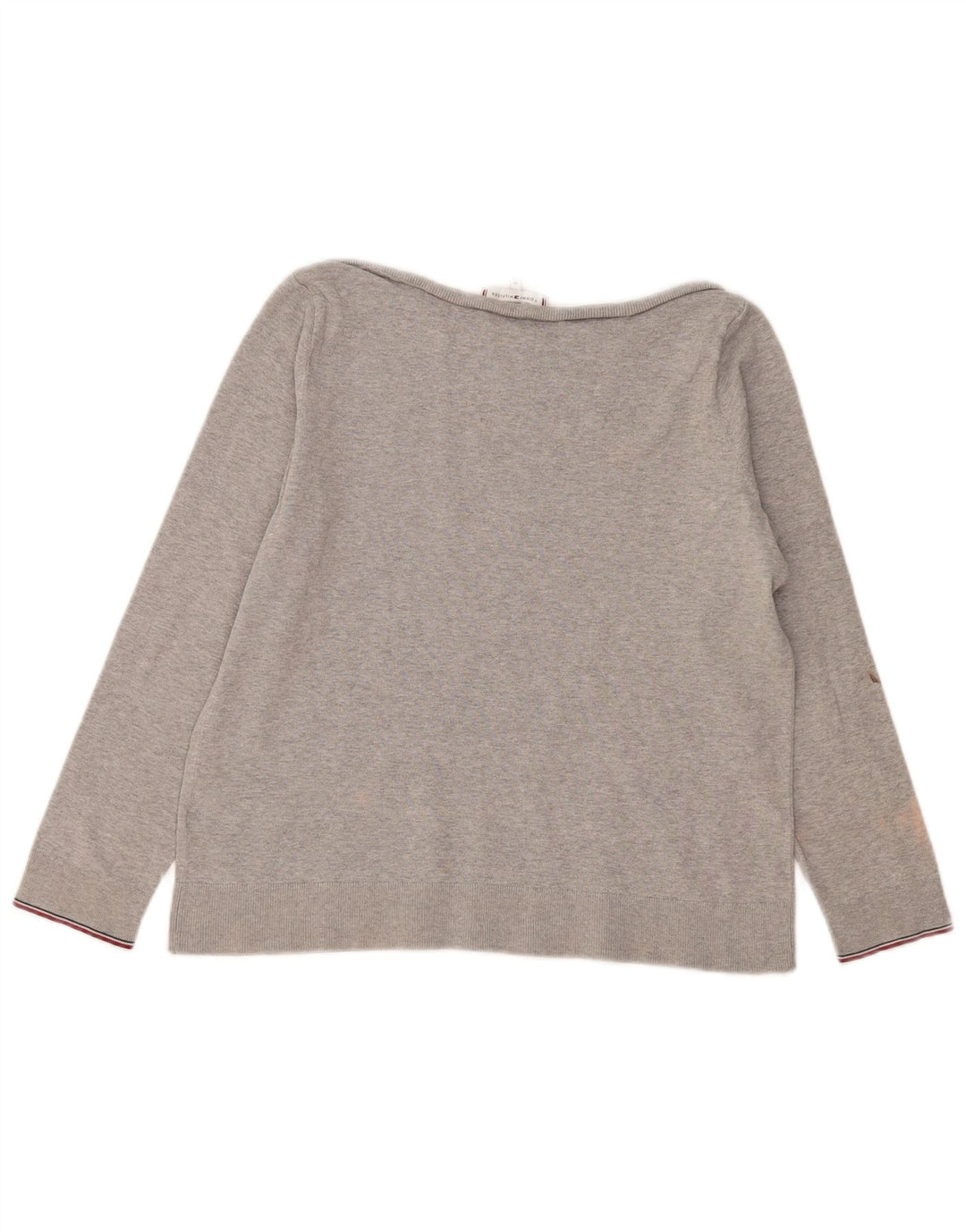 TOMMY HILFIGER Womens Boat Neck Jumper Sweater UK 14 Medium Grey
