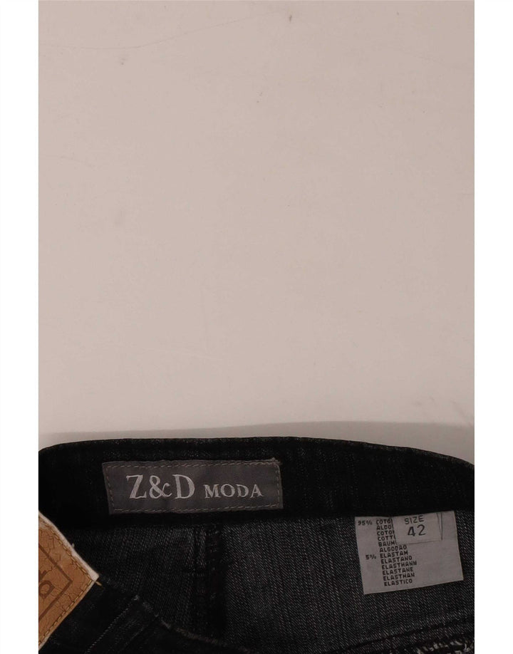 Винтажные женские джинсы Bootcut IT 42 Medium W28 L30 Серый хлопок с цветочным принтом