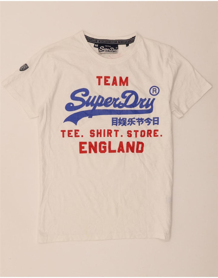 Superdry Мужская футболка с рисунком Топ среднего размера, белый хлопок