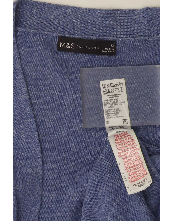 Женский открытый кардиган Marks & Spencer UK 12, средний синий в крапинку