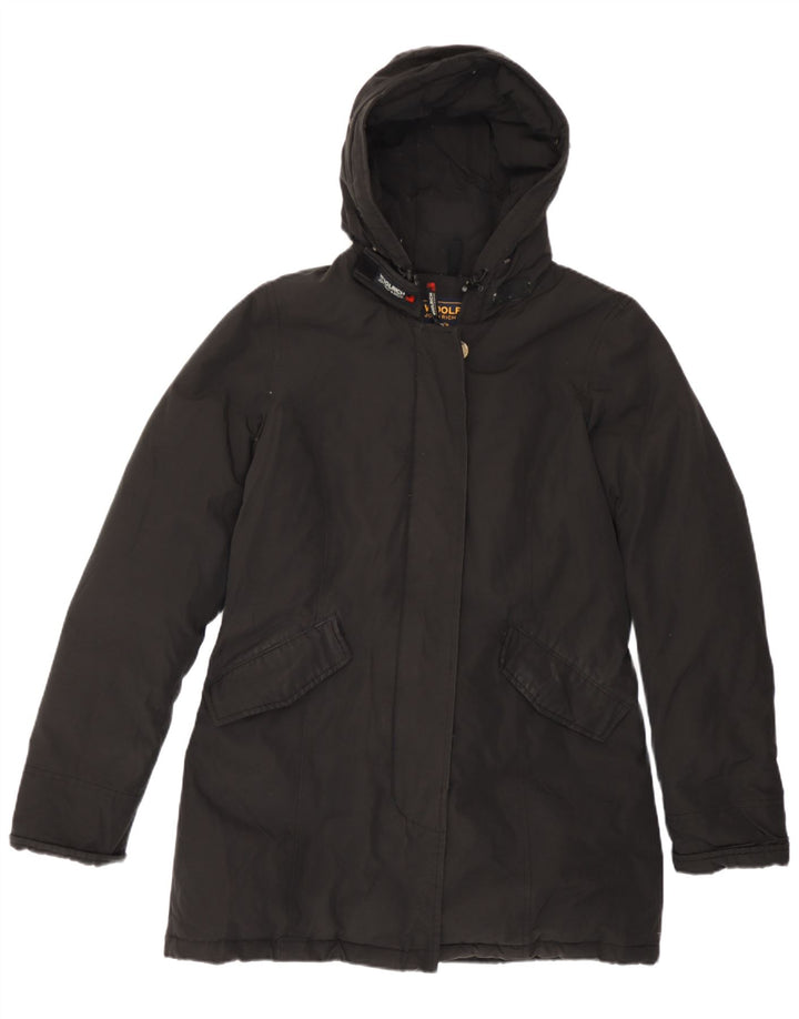 Женское стеганое пальто с капюшоном Woolrich UK 14, средний черный хлопок