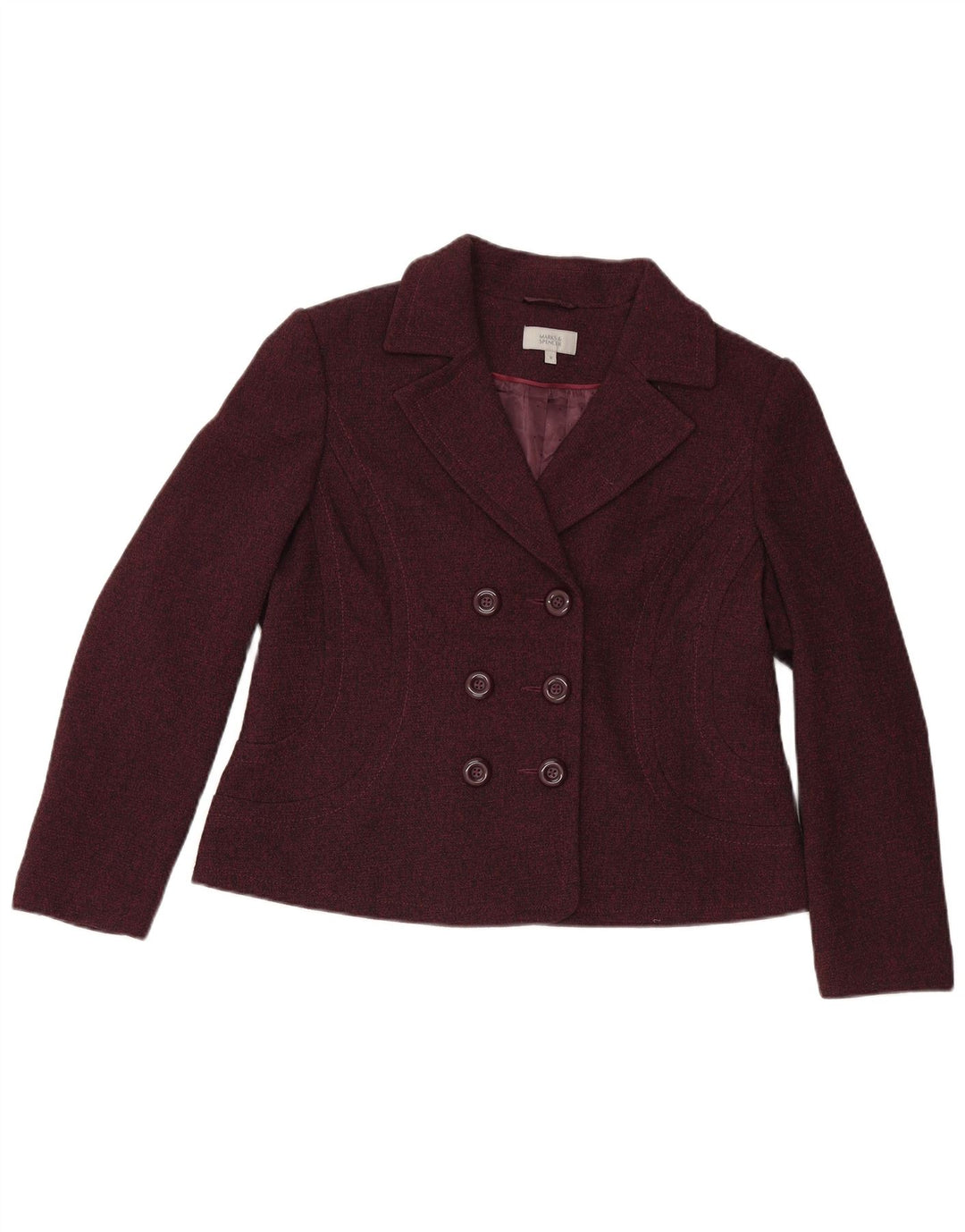 Женский двубортный пиджак Marks & Spencer UK 18 XL бордовый