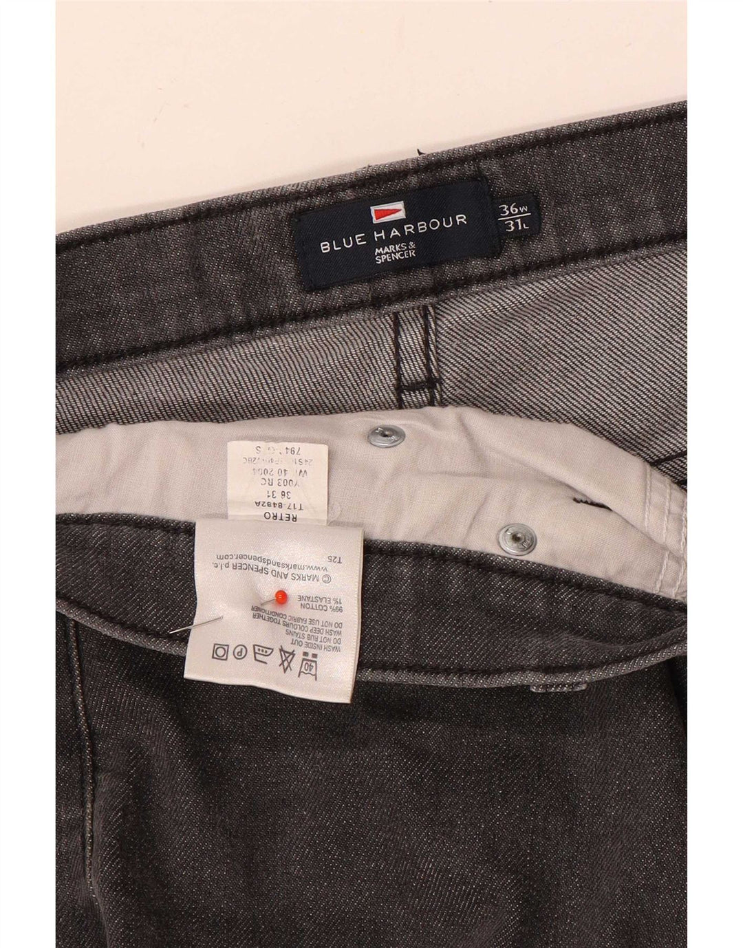 Мужские прямые джинсы Marks & Spencer Blue Harbour W36 L31, серый хлопок