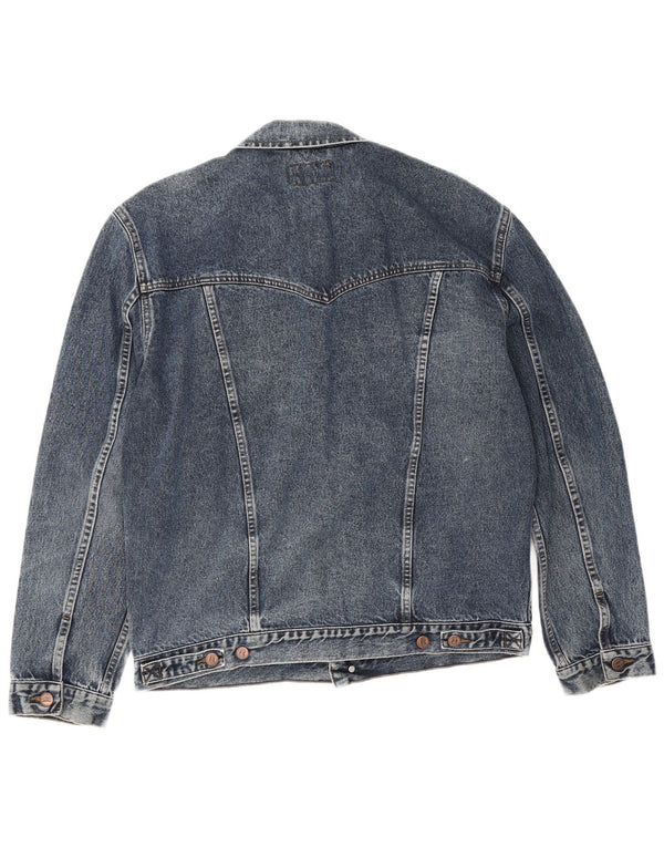 Wrangler Mens Denim Jacket UK 42 XL Navy Blue Cotton