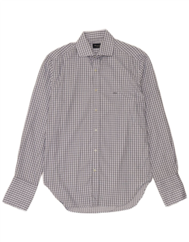 Мужская деловая рубашка Massimo Dutti, размер 41, 16, большая синяя клетка, хлопок