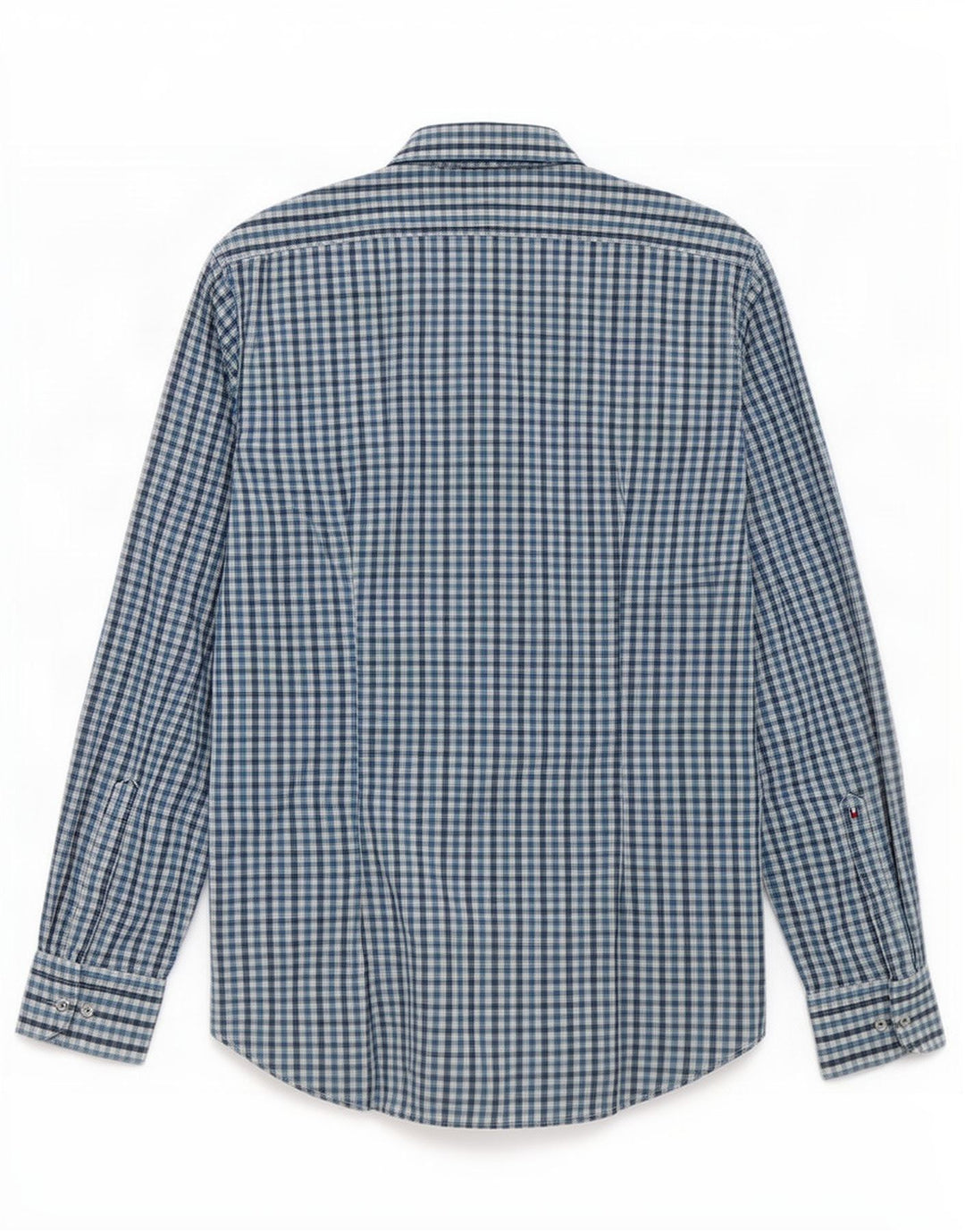Мужская рубашка на заказ Tommy Hilfiger, размер 39 15 1/2, синяя в мелкую клетку среднего размера