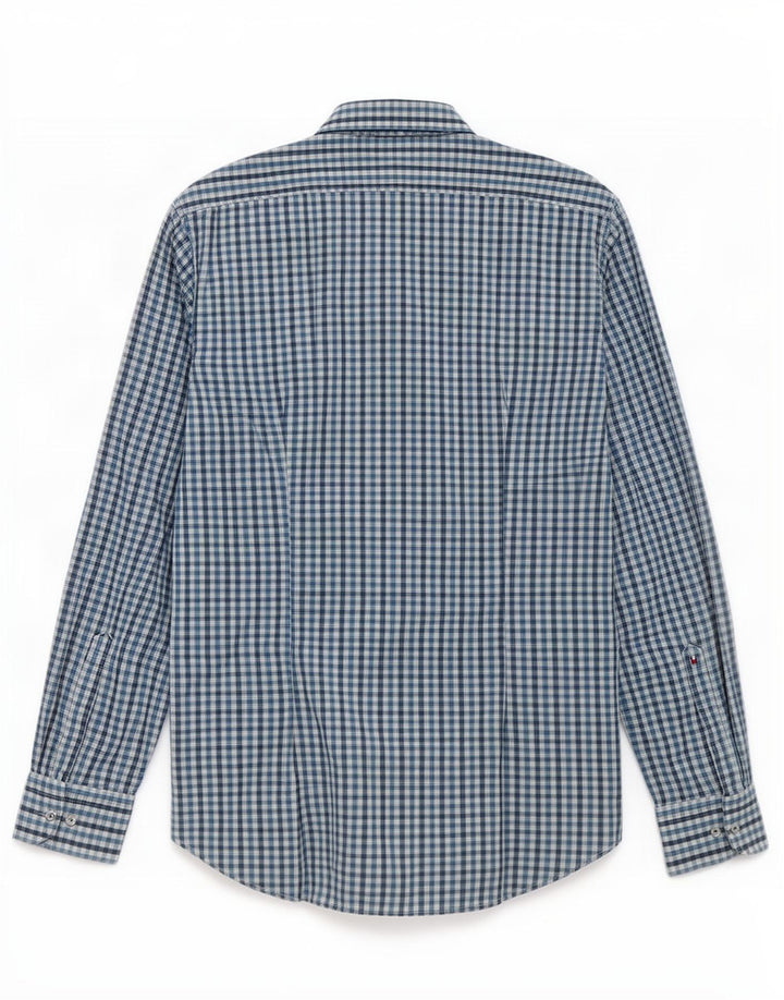 Мужская рубашка на заказ Tommy Hilfiger, размер 39 15 1/2, синяя в мелкую клетку среднего размера