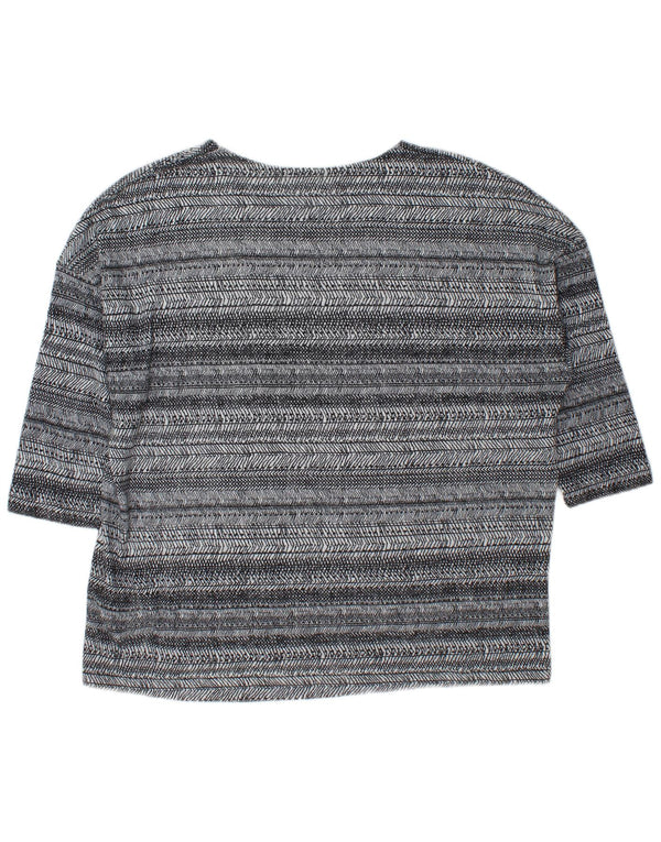 Женский свободный топ Marks & Spencer с рукавом 3/4, Великобритания, 18 XL, серый в полоску