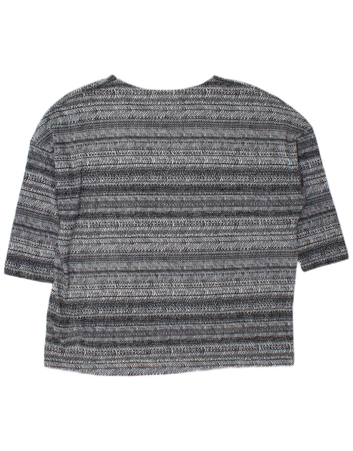 Женский свободный топ Marks & Spencer с рукавом 3/4, Великобритания, 18 XL, серый в полоску