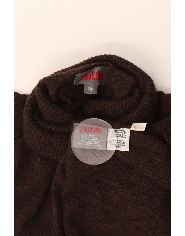 Мужской джемпер Slam с высоким воротником, свитер среднего коричневого цвета из мериносовой шерсти