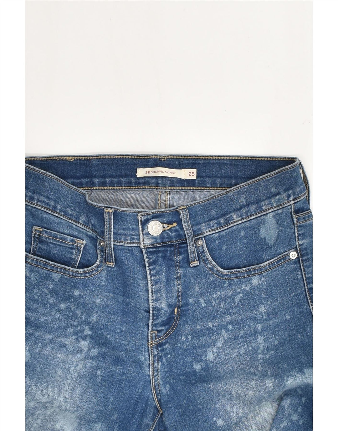 LEVI'S Womens 311 Shaping Skinny Jeans W25 L32  Blue Tie Dye Cotton | Vintage Levi's | Thrift | Second-Hand Levi's | Used Clothing | Messina Hembry 