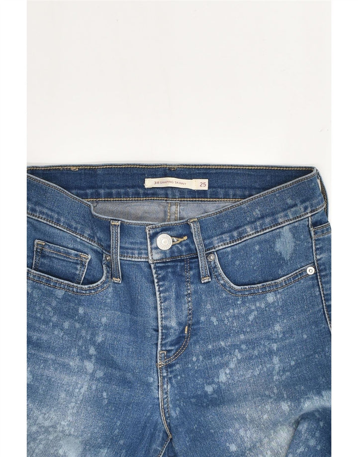 LEVI'S Womens 311 Shaping Skinny Jeans W25 L32  Blue Tie Dye Cotton | Vintage Levi's | Thrift | Second-Hand Levi's | Used Clothing | Messina Hembry 