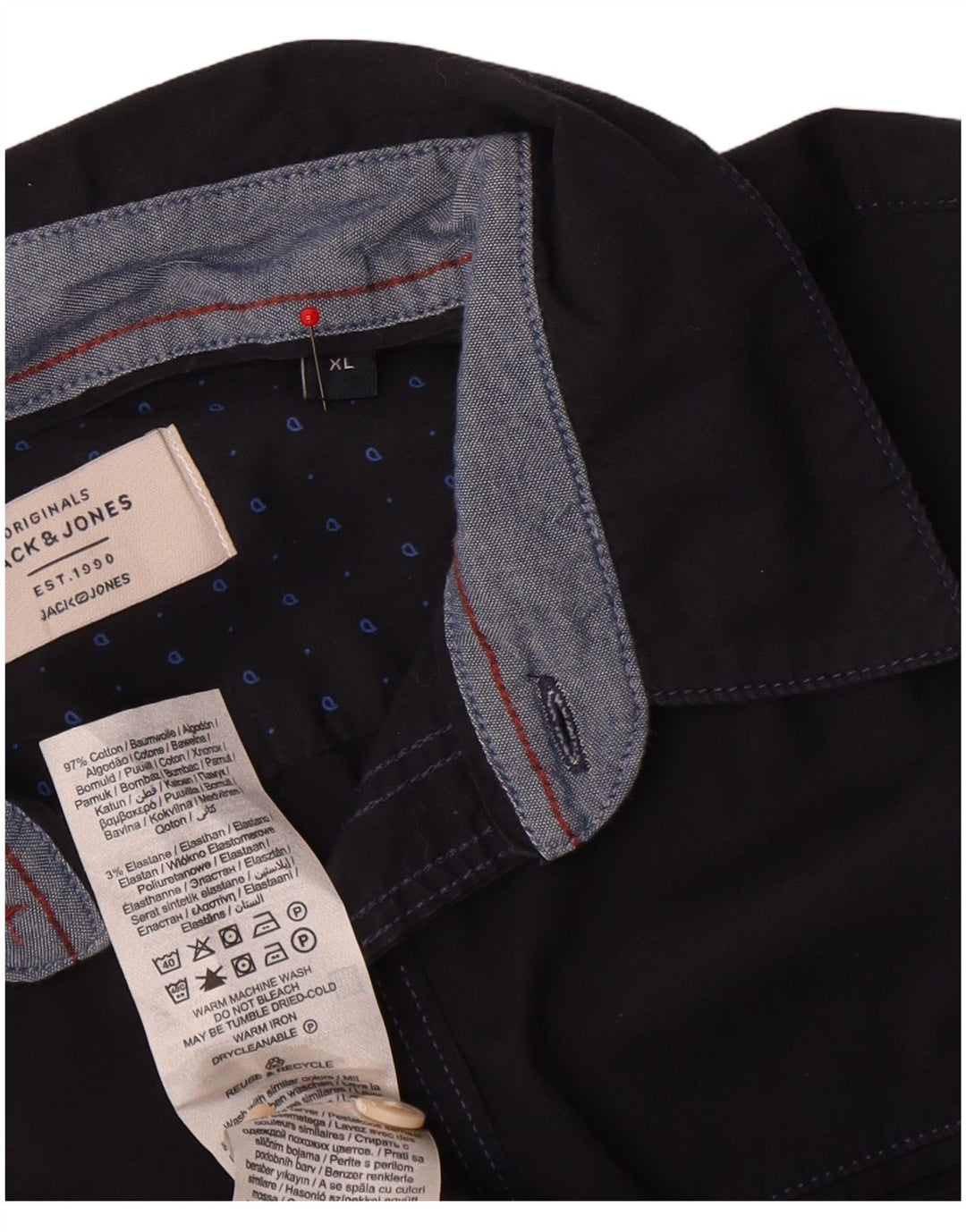 Мужская рубашка Jack & Jones XL, темно-синяя, хлопок