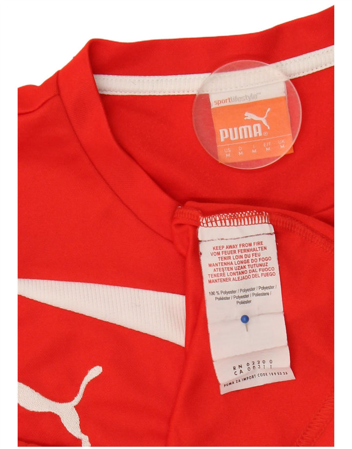 Мужская футболка Puma Верх среднего красного цвета из полиэстера с цветными блоками