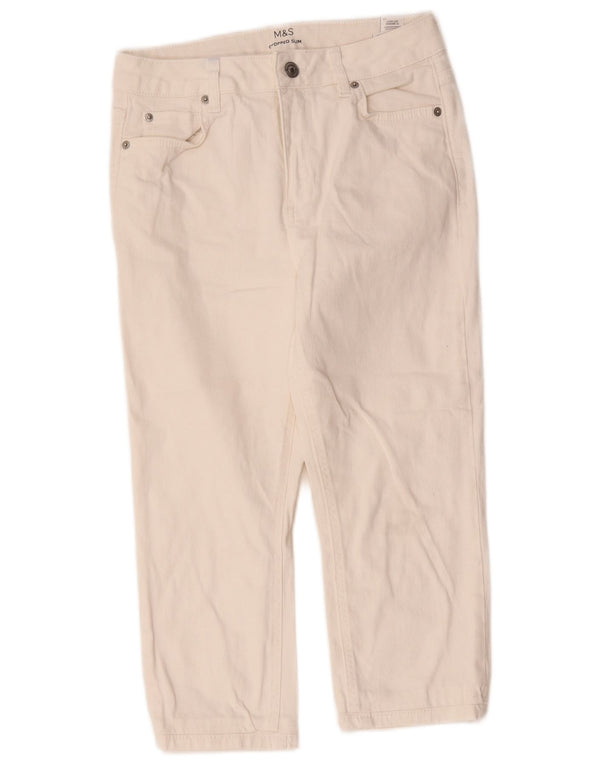 Женские укороченные джинсы Marks & Spencer Slim UK 10, маленькие W28 L20, белый хлопок