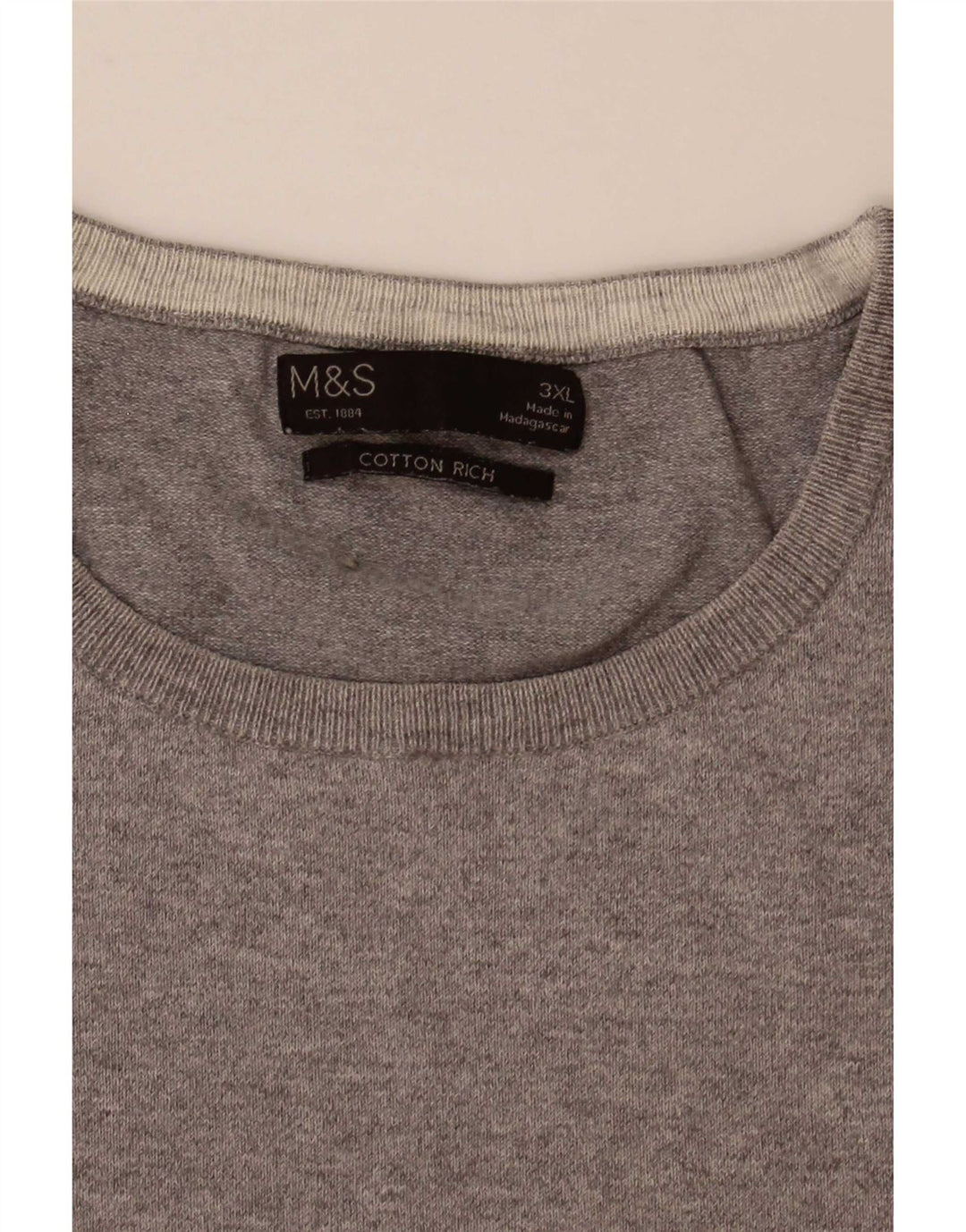 Мужской свитер с круглым вырезом Marks & Spencer 3XL, серый с цветными блоками