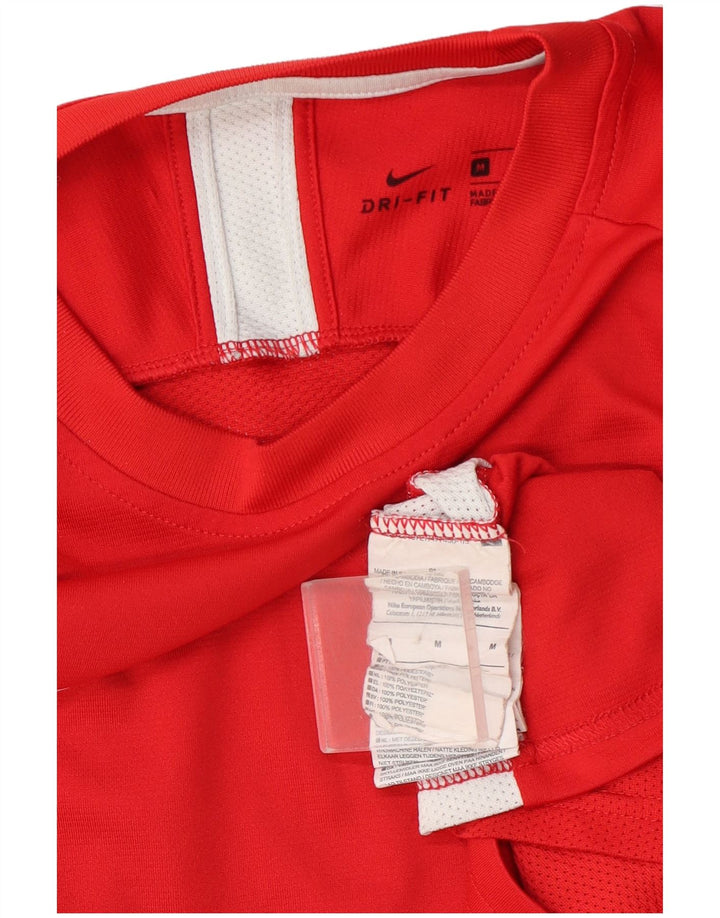 Мужская футболка Nike Dri Fit Верх среднего красного цвета из полиэстера с цветными блоками